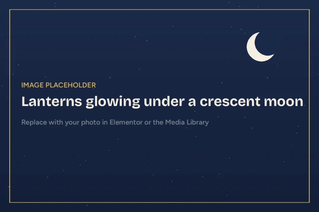 Crescent moon and lanterns for a Seerah storytelling night