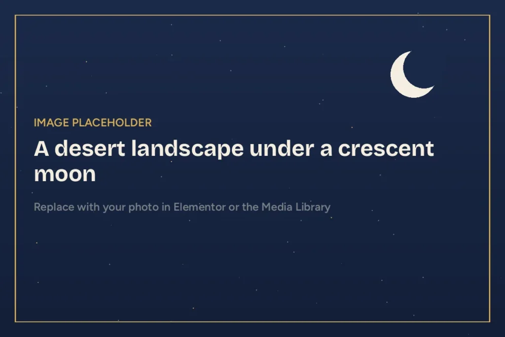 Crescent moon over a quiet desert, a scene from the Seerah
