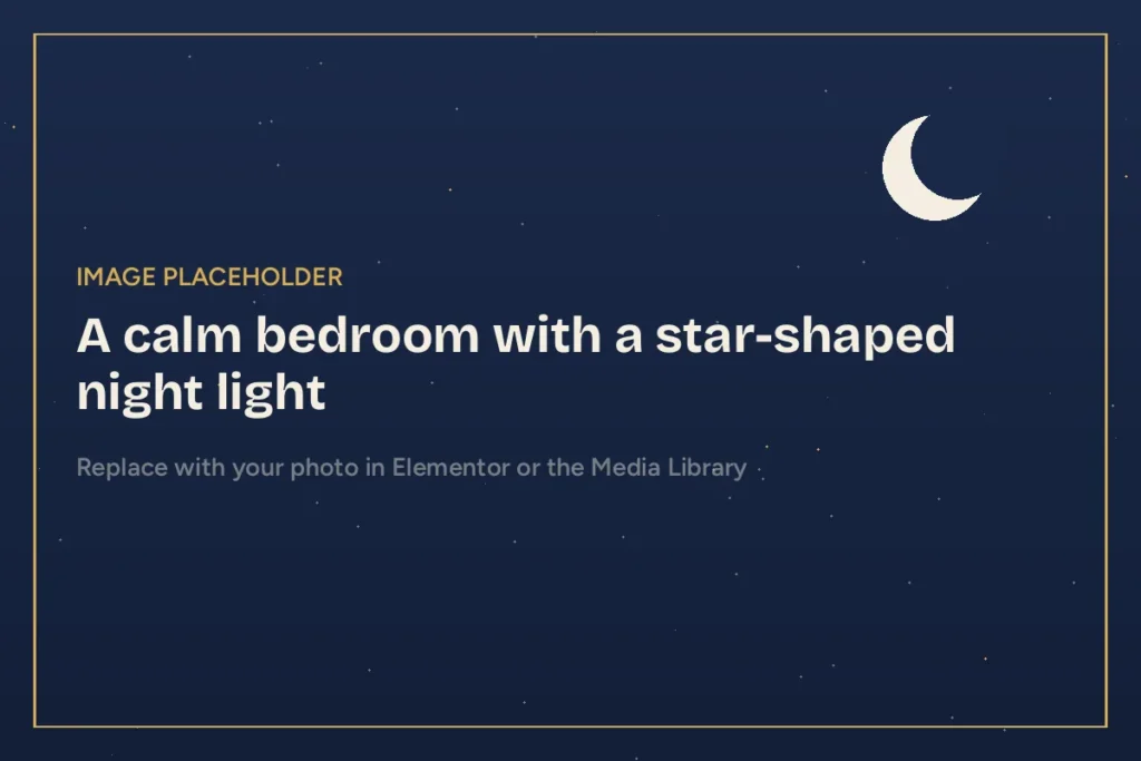 Calm bedroom with a night light ready for a Seerah story