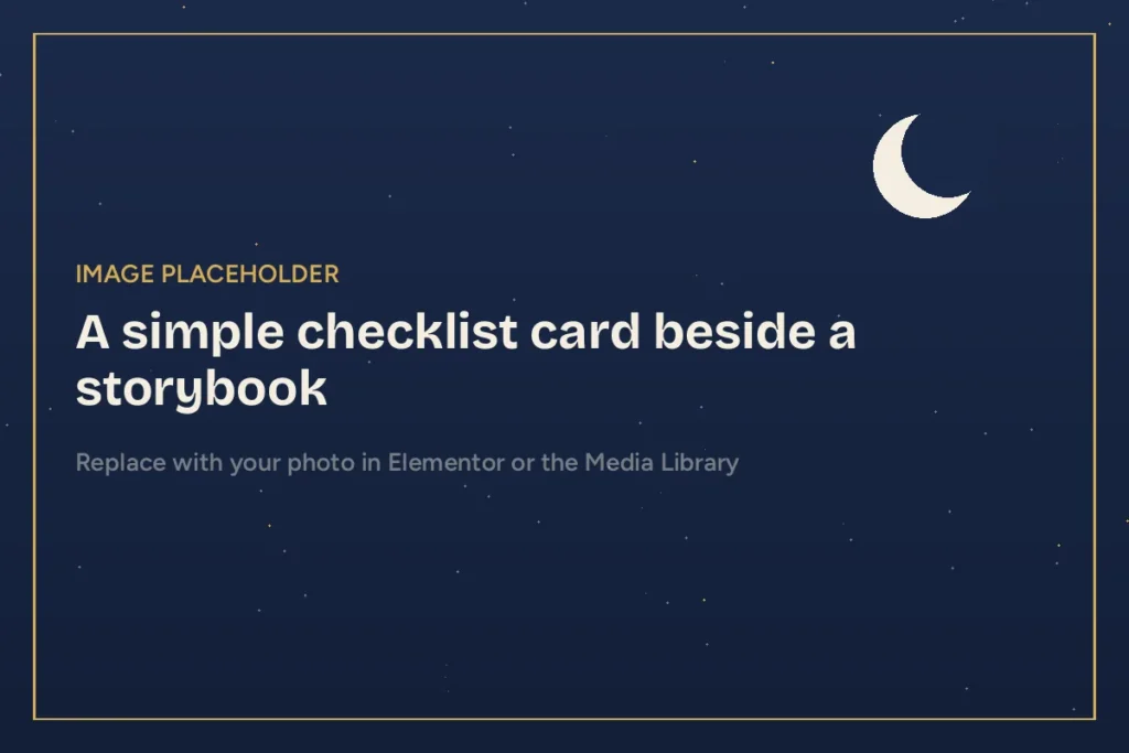 Evening routine checklist for telling a Seerah story