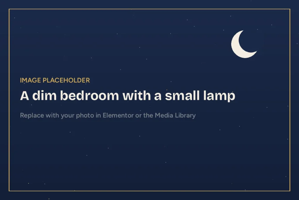 Dim bedroom with a small lamp for a bedtime story