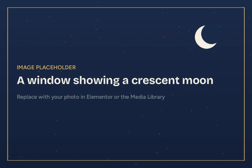 Crescent moon through a window at bedtime