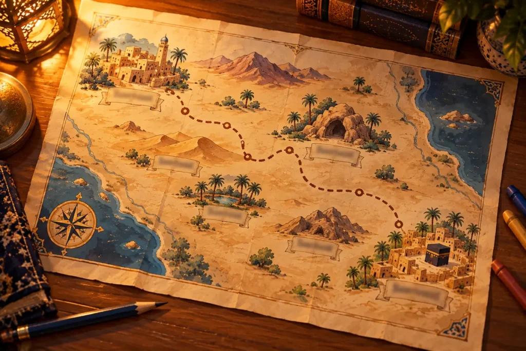 Map activity for learning about the life of the Prophet