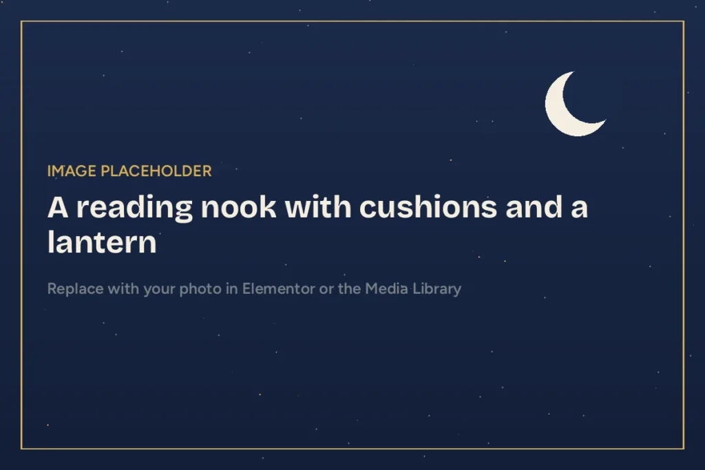 Cosy reading nook with a lantern for Seerah stories