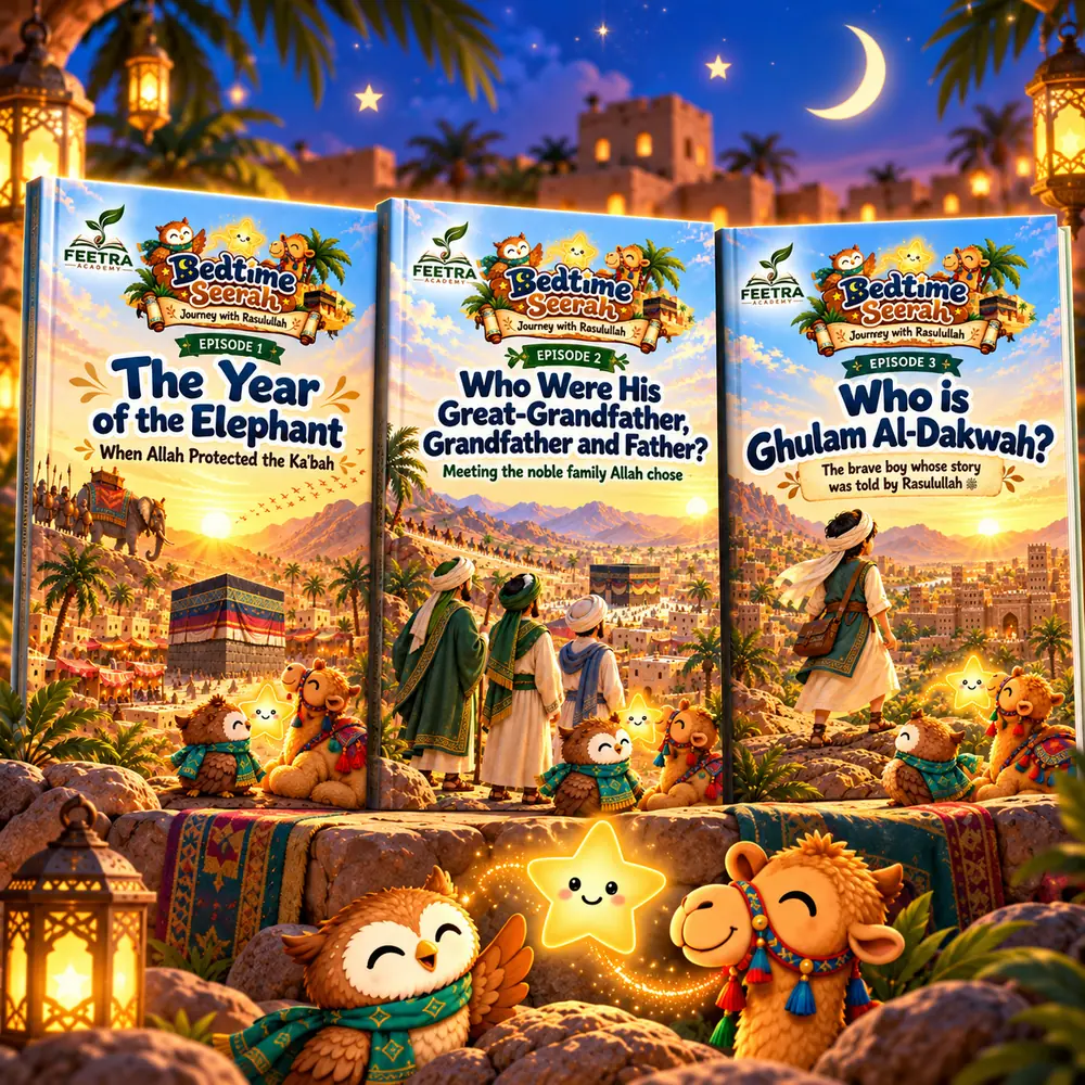 Bedtime Seerah FAQ about the book, shown with the book cover